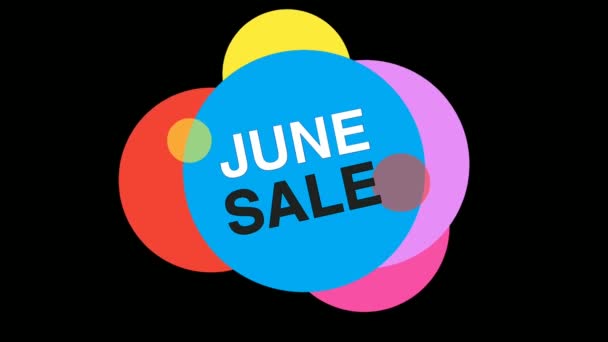 June Sale Flat Style Sticker Banner Kleurrijk Label Popup Promotionele — Stockvideo