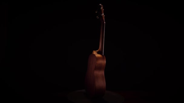 Ukulele Μαύρο Φόντο Εργαλείο Συμβολοσειράς Ukulele — Αρχείο Βίντεο