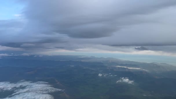Вид Повітря Кабіни Під Час Польоту Зимові Снігові Хмари — стокове відео
