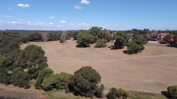 Aerial View Lake Golden Autumn Meadow Scene Perth Australia — Vídeos de Stock