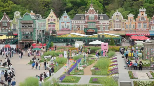 Everland Amusement Park Jardines Tiendas Restaurantes Yongin Corea Del Sur — Vídeos de Stock