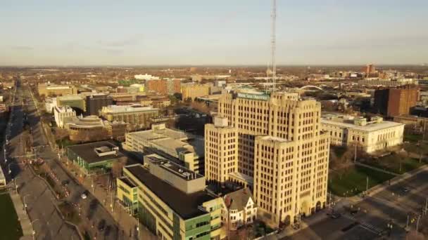 Michigan Daki Wayne State Üniversitesi Ile Detroit City Abd Hava — Stok video