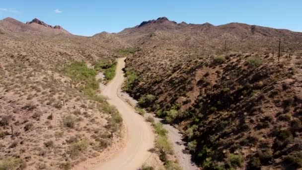 Aerial Arizona Deserted Dirt Road — Video Stock