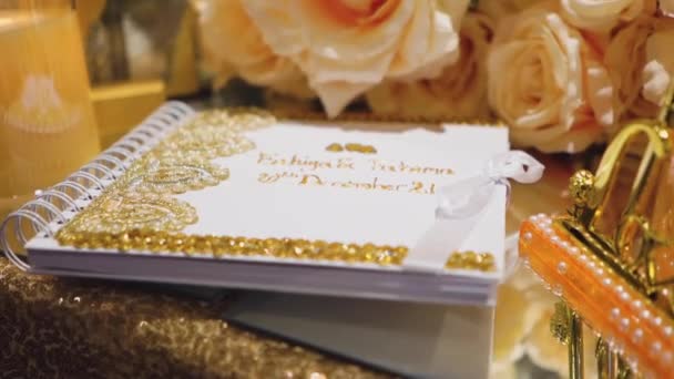 Caderno Especial Sobre Uma Vaidade Casamento — Vídeo de Stock