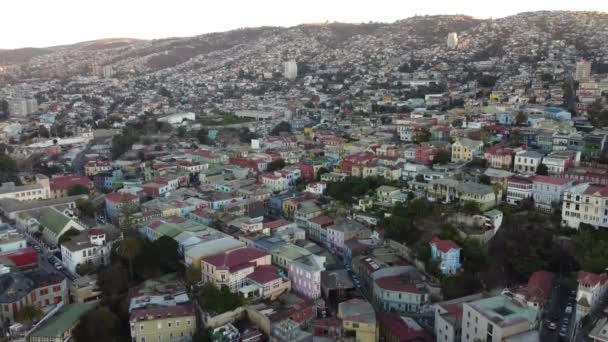 Top Aerial View Valparaiso Colorfull Tourist City Chile Video Clip
