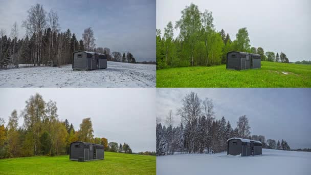 Fotografie Comparativă Patru Sezoane Într Singur Videoclip Timelapse Primăvara Vara — Videoclip de stoc