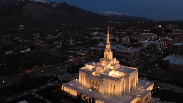 Templo Mormón Los Santos Los Últimos Días Ogden Utah Drone — Vídeos de Stock