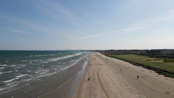 Дронный Снимок Длинного Пляжа Сельской Местности Ирландии — стоковое видео