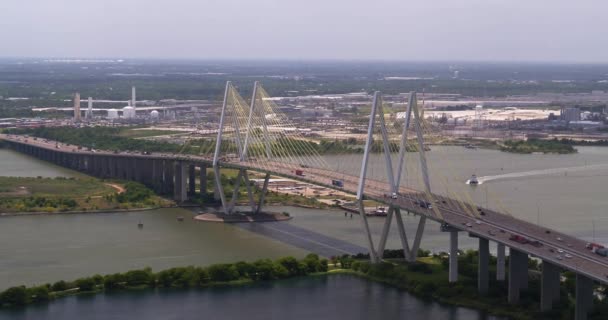 Establecimiento Plano Del Puente Fred Hartman Baytown Texas — Vídeo de stock