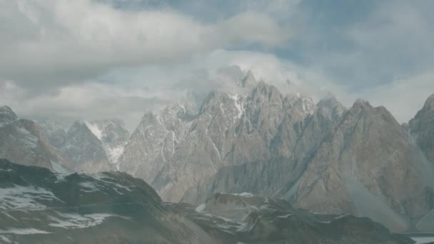 Vista Aérea Picos Magníficos Passu Cones Hunza Valley Paquistão Passu — Vídeo de Stock