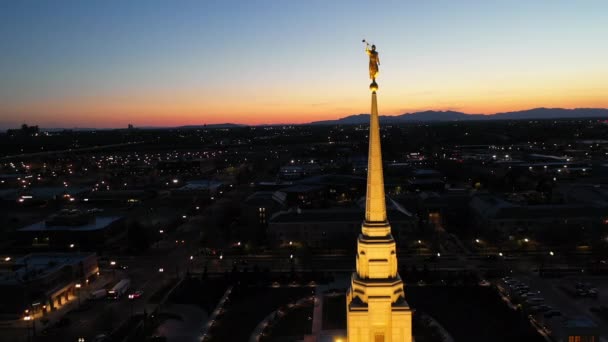 Latere Dag Heiligen Mormoonse Kerk Ogden Utah Drone Fly Door — Stockvideo