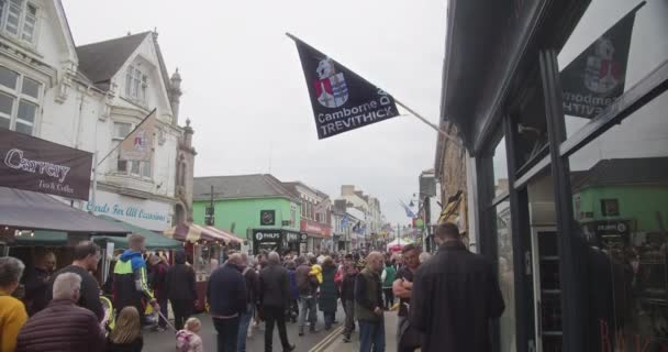 Camborne Streets Crowded People Annual Festival Trevithick Day Cornwall England — Stock video