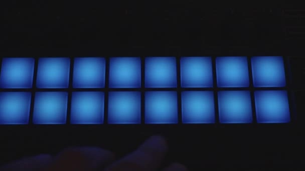 Close Male Hands Making Music Using Midi Controller Playing Music — Stock Video