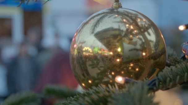 Golden Bauble Traditional German Chrismas Market Berlin Alexanderplatz — Stock Video