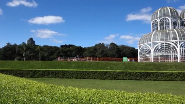 Invernadero Vidrio Jardines Del Jardín Botánico Curitiba Estado Paraná Vista — Vídeo de stock