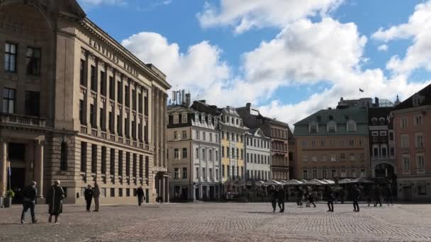 Ruhige Doma Laukums Platz Riga Hauptstadt Von Lettland — Stockvideo