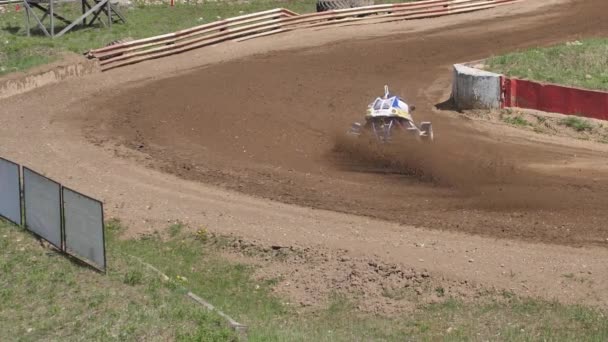 Coche Buggy Competición Una Pista Tierra Luchando Por Primer Lugar — Vídeos de Stock