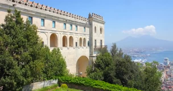 View Naples Vesuvius Certosa San Martino Italy Panning — Stock Video