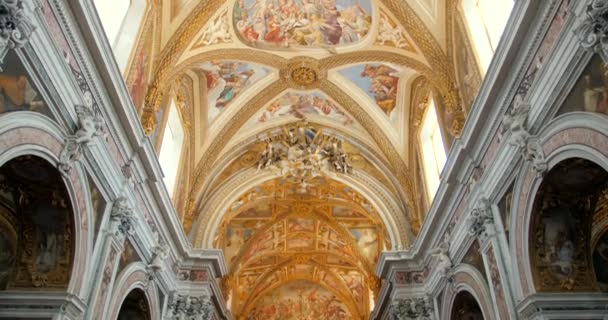 Barokowy Sufit Szczegóły Wewnątrz Certosa San Martino Neapolu Włochy Rzut — Wideo stockowe