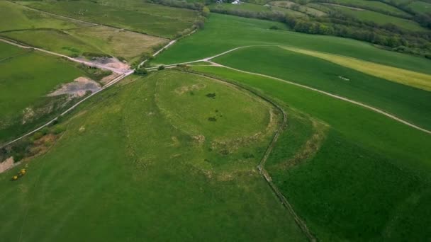 Ancient Bronze Age Hilltop Ring Fort Cilcennin Lampeter Ceredigion Mid — Vídeo de Stock