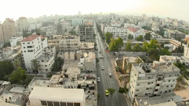 Light Traffic Road High Rise Buildings Gaza City — Stock Video