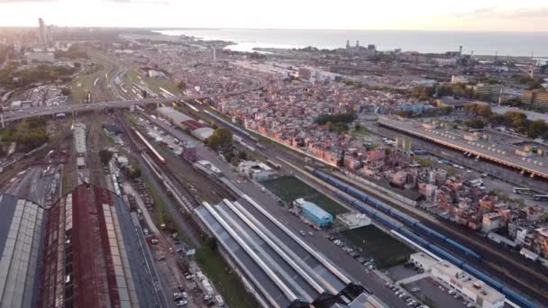 Luchtfoto Met Uitzicht Het Treinstation Van Retiro Arme Villa Buenos — Stockvideo