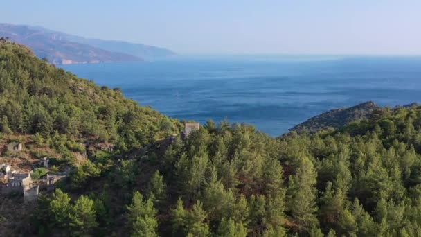 Fethiye Bir Yaz Günü Mavi Akdeniz Manzaralı Bir Tepenin Tepesinde — Stok video