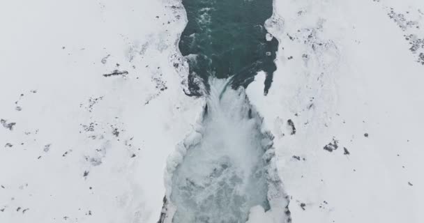 Luftaufnahme Direkt Über Dem Schönen Dettifoss Wasserfall Island — Stockvideo