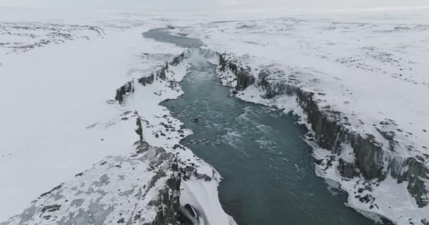 Vatnajokull Zlanda Nefes Kesen Dettifoss Şelalesi — Stok video