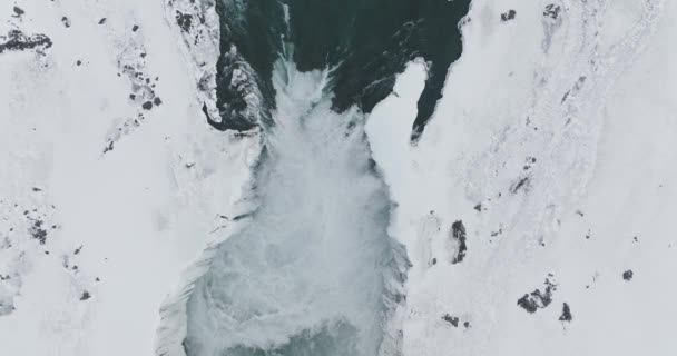 Vue Aérienne Oeil Oiseau Dessus Cascade Dettifoss Tonnerre Islande — Video