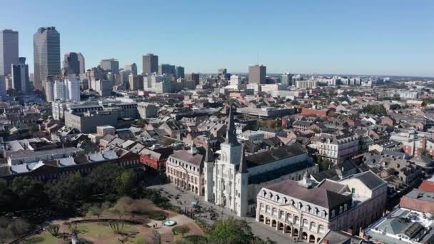 Vue Aérienne Panoramique Jackson Square Dans Quartier Français Nouvelle Orléans — Video