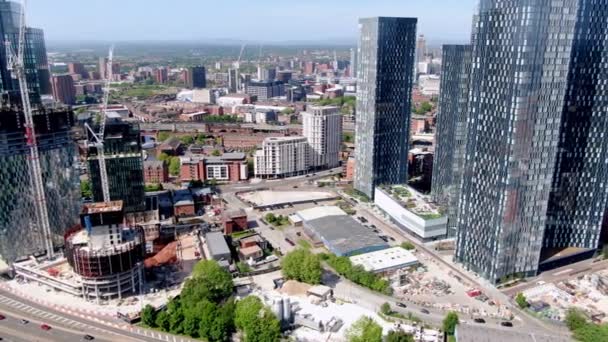 Graus Direito Girando Pan Reitores Portão Quadrado Centro Cidade Manchester — Vídeo de Stock