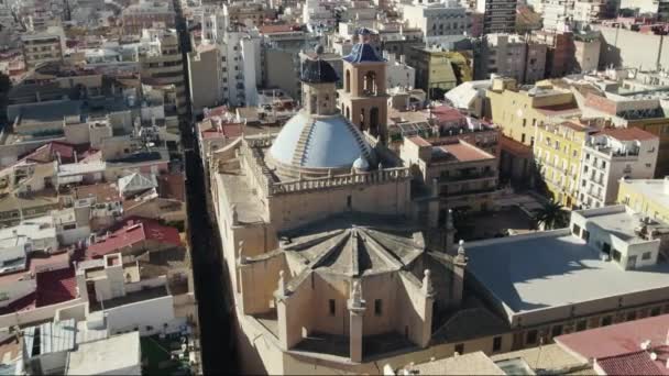 Concatedral Sant Nicolau Bari Alacant Alicante España Vista Aérea — Vídeo de stock