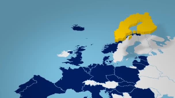 Finlandia Szwecja Dołączają Nato Mapa Europy Pokazująca Dwa Kraje Nordyckie — Wideo stockowe