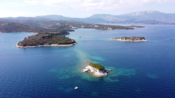 Isole Meganisi Barriere Coralline Vicino Nidri Lefkada Grecia Aerial — Video Stock