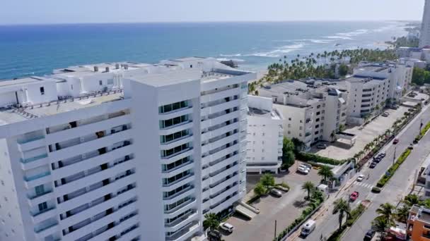 Apartments Resorts Exotic Caribbean Coastline Juan Dolio Aerial — Video Stock