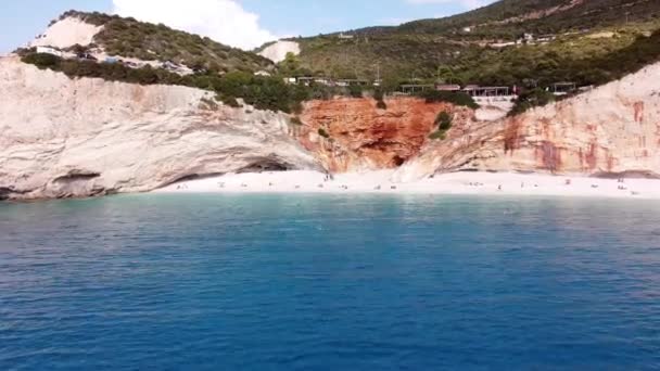 Emberek Pihenjen Ússzon Porto Katsiki Beach Lefkada Sziget Görögország Légi — Stock videók
