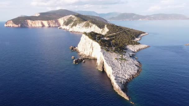 Cape Lefkada Doukato Rocky Coastline Yunanistan Çember Havacılık — Stok video