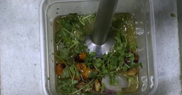 Meng Ingrediënten Hete Saus Maken Mexicaans Eten — Stockvideo