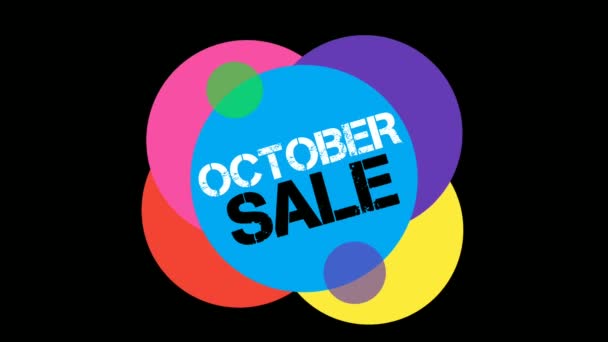 Oktober Sale Flat Style Sticker Banner Kleurrijk Label Popup Promotionele — Stockvideo