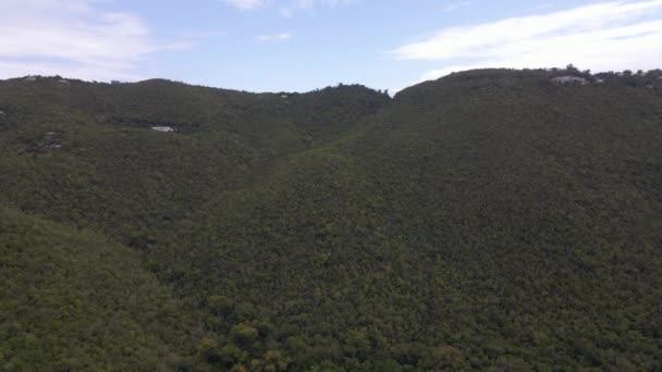 Luftaufnahme Mit Blick Auf Villen Dichten Bergwald Auf Der Insel — Stockvideo
