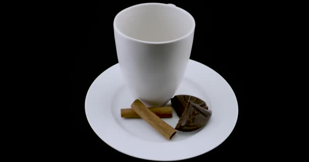 Coupe Avec Chocolat Sur Une Plaque Tournante Boisson Mexicaine — Video