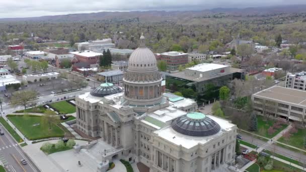 Blick Aus Der Vogelperspektive Auf Das State Capitol Gebäude Boise — Stockvideo