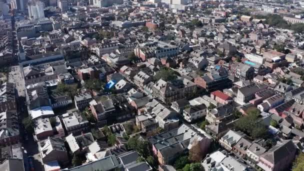 Aerial Shot Flying French Quarter Tilting Downtown New Orleans — Stock Video