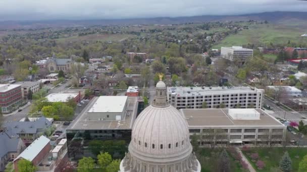 Capitolio Estatal Boise Idaho Primer Plano Vista Del Dron Cúpula — Vídeos de Stock