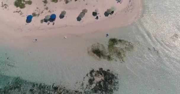 Unidentified People Enjoying White Sand Beach Yachts Turquoise Caribbean Sea — Stock Video