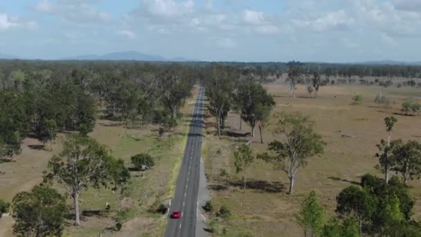 Isolated Car Driving Deserted Road Rural Landscape Bajool Queensland Australia — Video