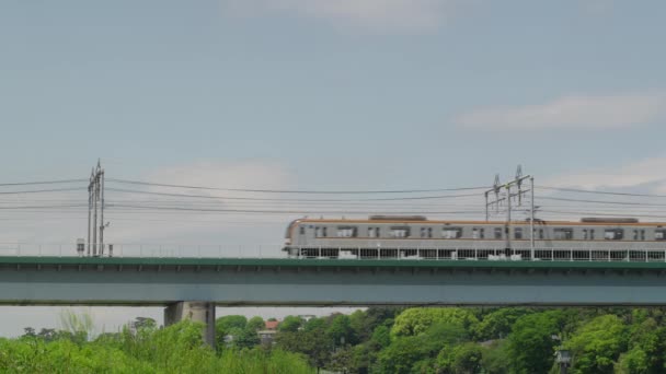 Verrouillé Hors Prise Train Banlieue Tokyo Japon — Video