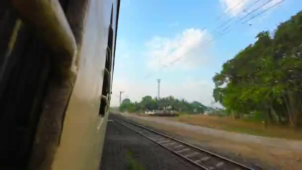 Trilhos Ferroviários Indian Railway Travel Blue Sky Time Lapse — Vídeo de Stock