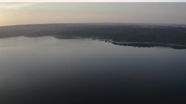 Wide Aerial View Beautiful Sun Largest Dam Portugal Alentejo Alqueva — Stock Video